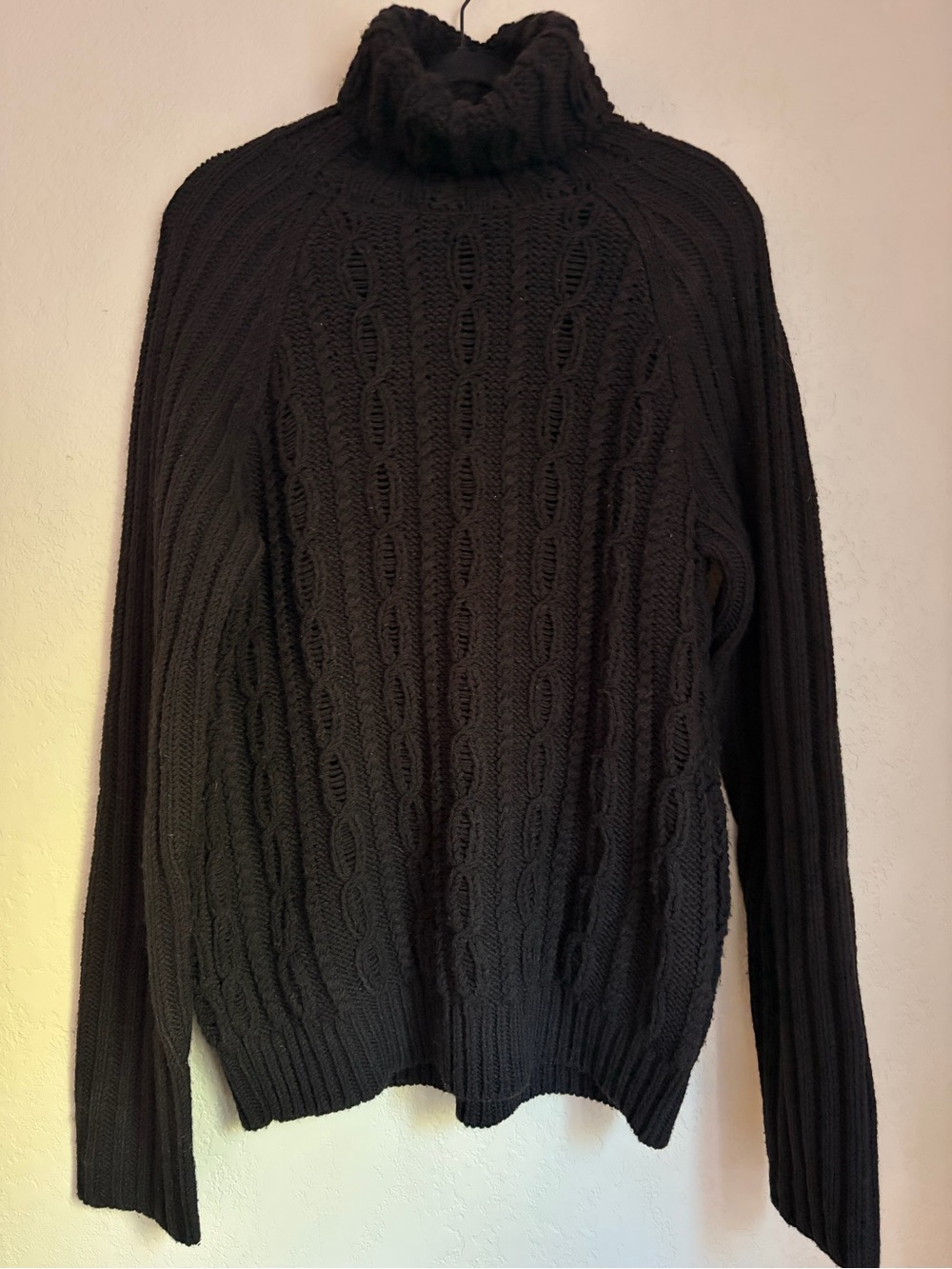 Armani Exchange Black Cable-Knit Turtleneck Sweater